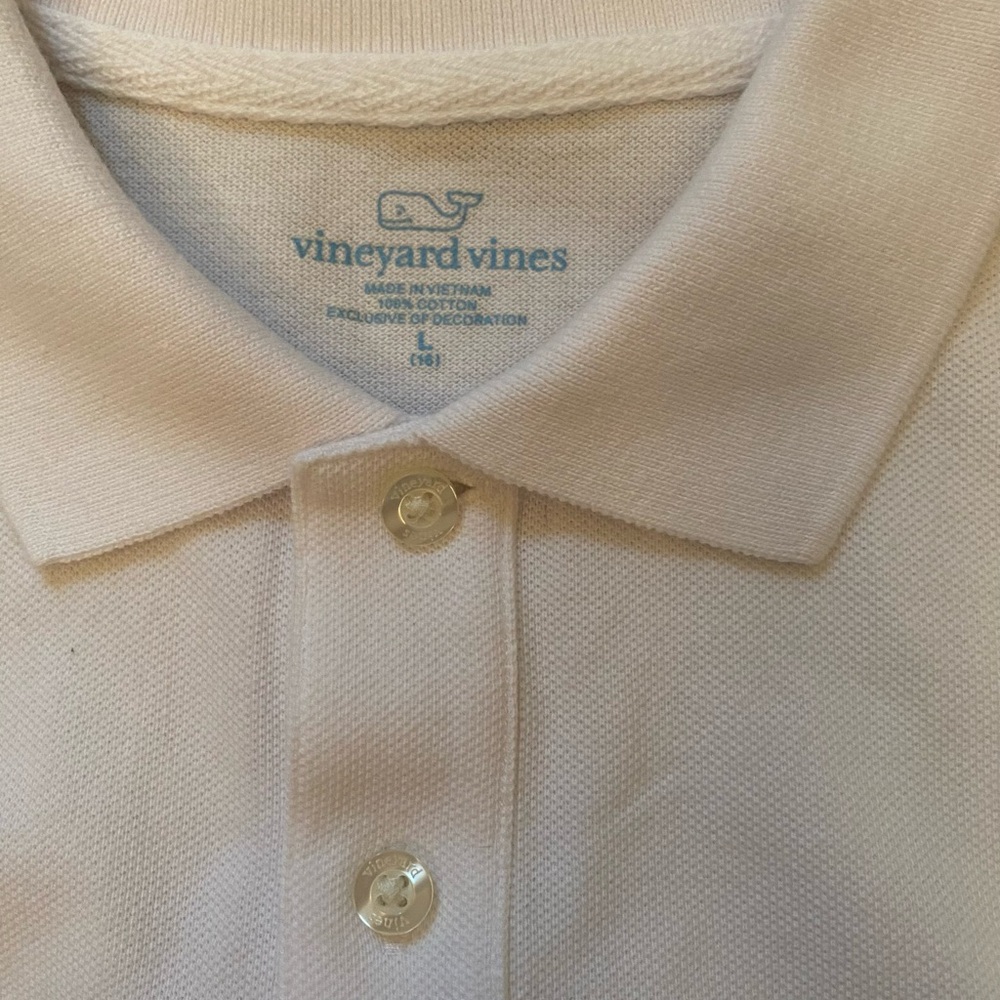 Vineyard Vines Boys White polo top collar Large
